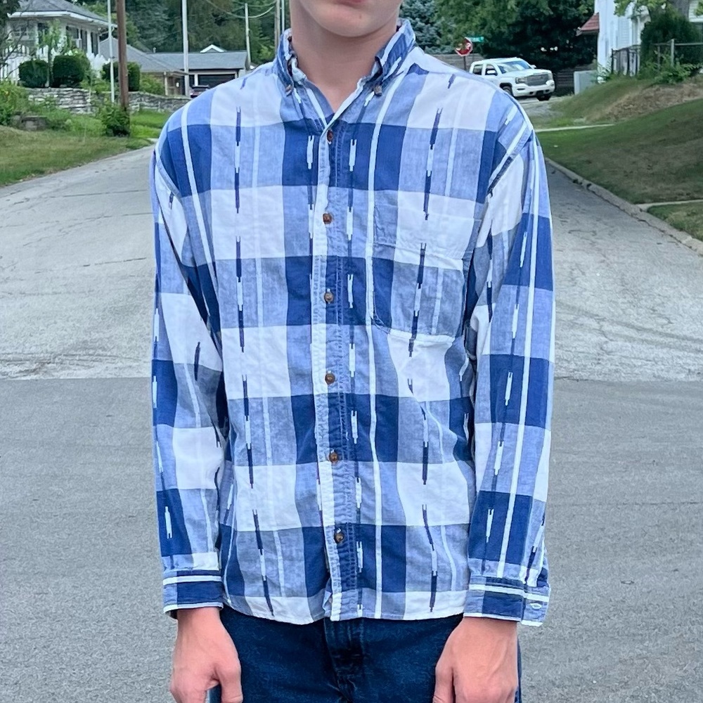 - Bugle Boy Cotton Plaid Shirt SZ S! VGUC!